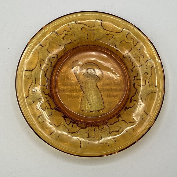 Three Indiana Glass Child’s Amber Plates Little Piggy,Bo Peep,Three Bears - Picture 4 of 9